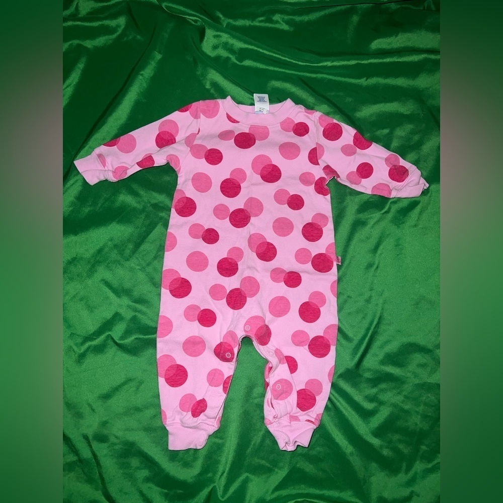 Old Navy Pink and Red Polka Dot Kids Footie 3-6 Months
